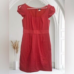 J. Crew Red Polka Dot Dress 100% Linen